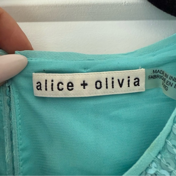Alice + Olivia turquoise blue Pauletta sequin mini dress - size Large (L) - Picture 13 of 14